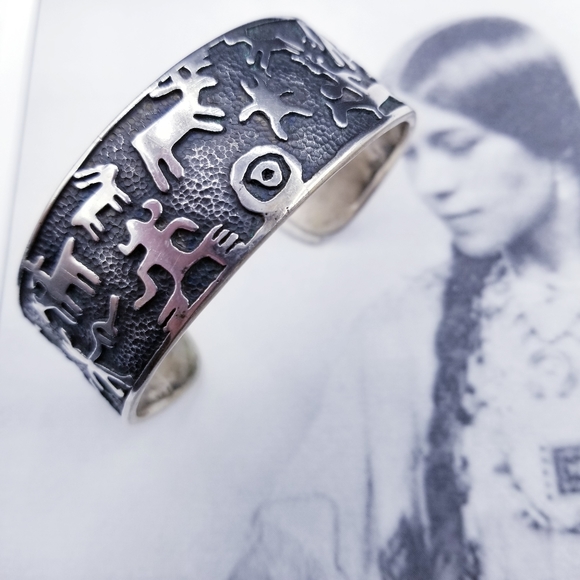 Vintage Jewelry - Vintage Sterling Native American cuff bracelet